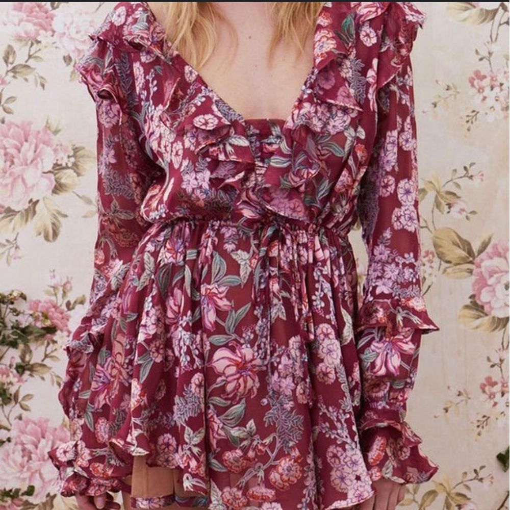 FOR‎ LOVE AND LEMONS BERRY FLORAL ROMPER